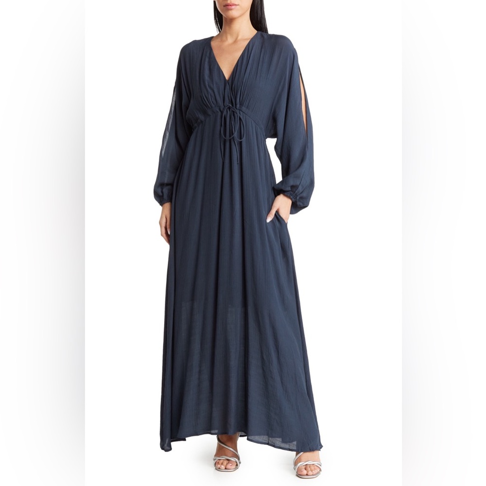 NWOT WISHLIST Purplish Gray Women’s Small/Medium V-Neck Long Sleeve Maxi Dress